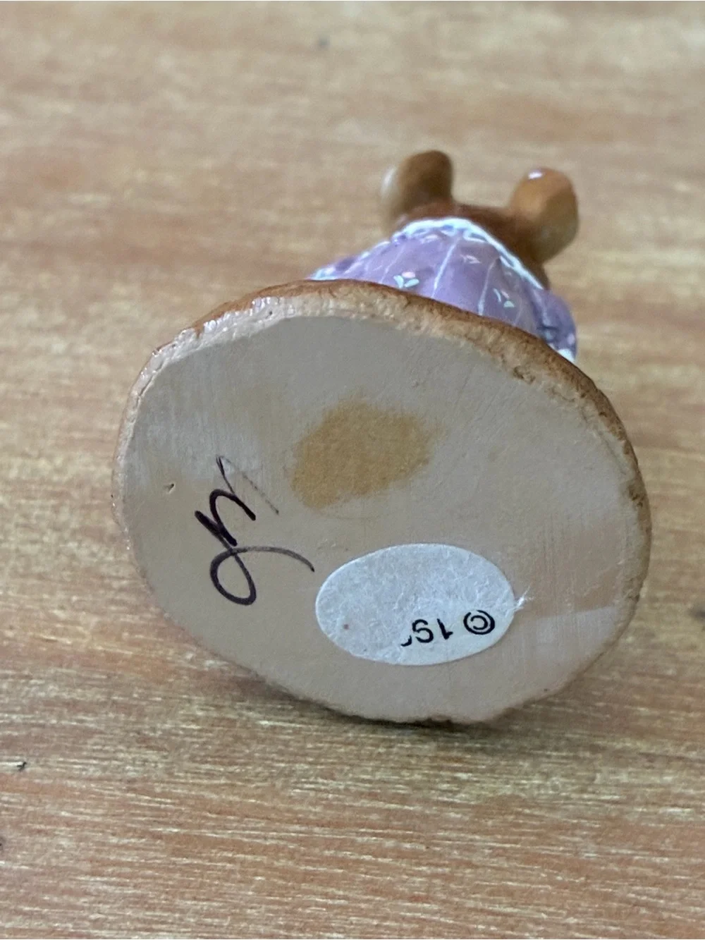 Hand-Painted Purple Mouse Figurine with Pink Teddy Accent